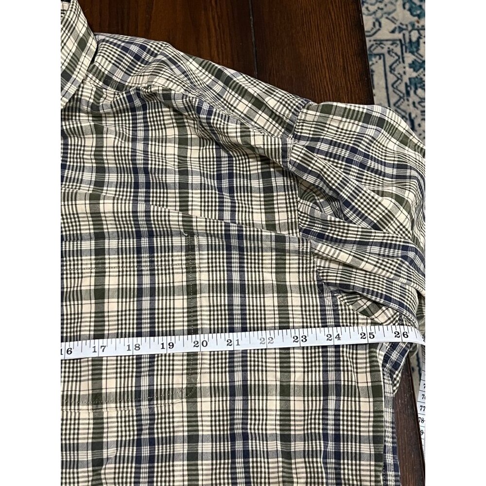 L.L. Bean Plaid Button Down Shirt Blue Green Cream Casual Professional Men's XL - Picture 3 of 6